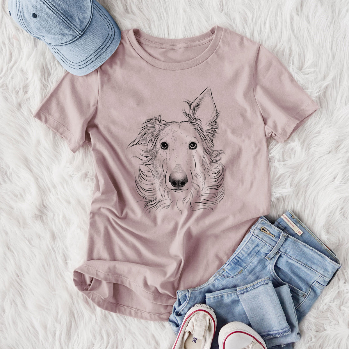 Bare Jasha the Borzoi - Women's Lightweight Relaxed Fit 100% Cotton Crewneck