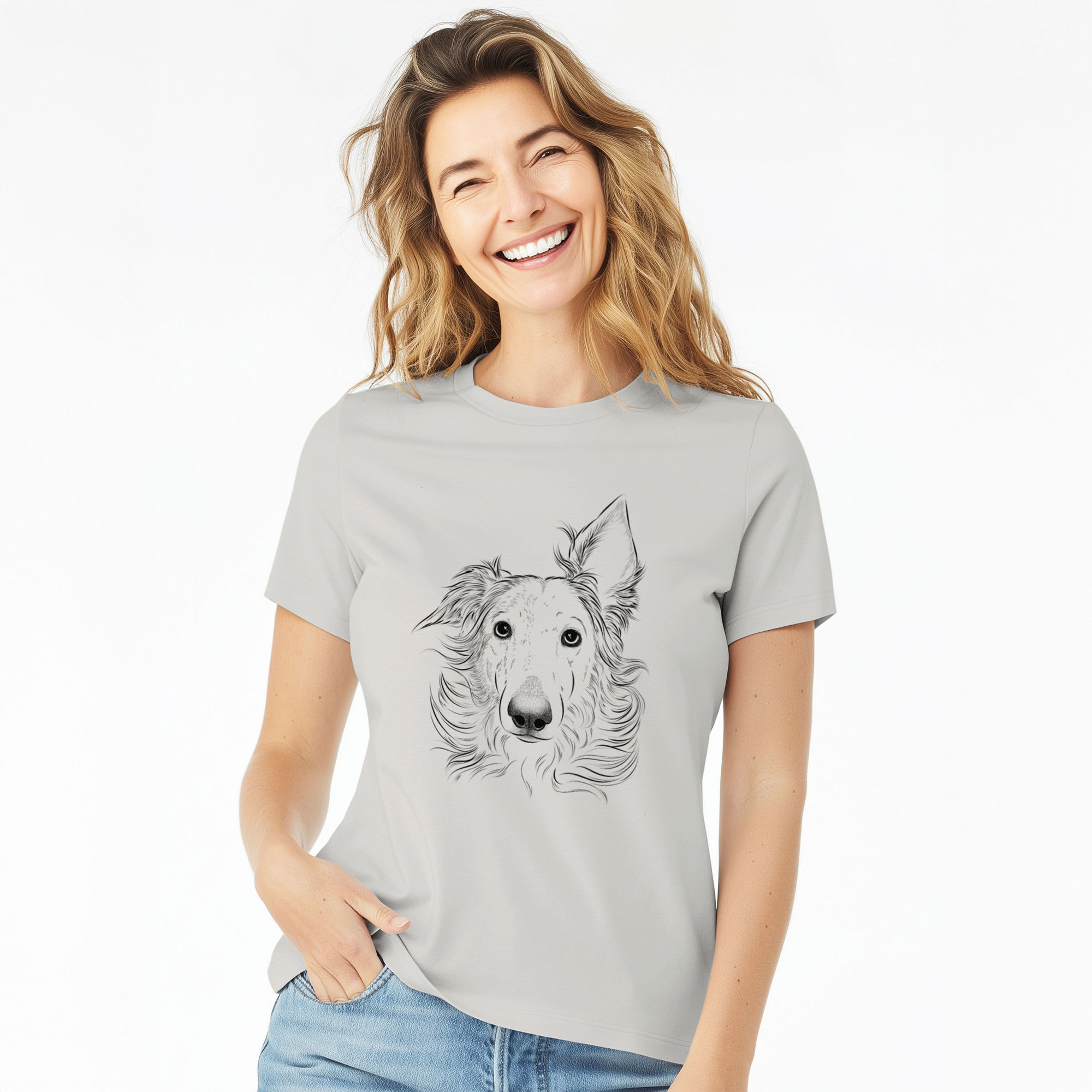 Bare Jasha the Borzoi - Women's Lightweight Relaxed Fit 100% Cotton Crewneck