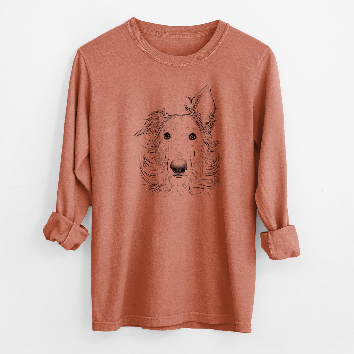 Bare Jasha the Borzoi - Men's Heavyweight 100% Cotton Long Sleeve