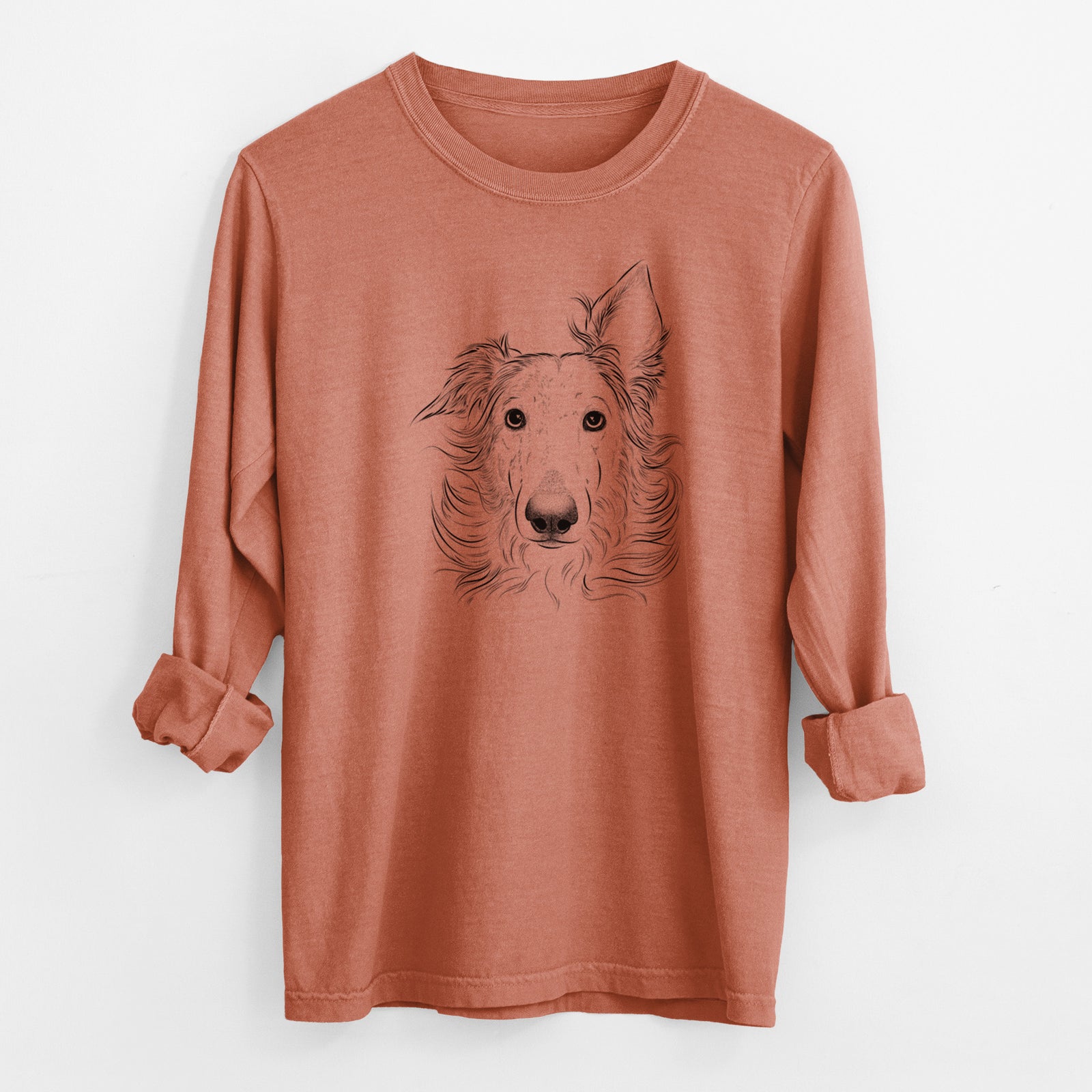 Bare Jasha the Borzoi - Men's Heavyweight 100% Cotton Long Sleeve