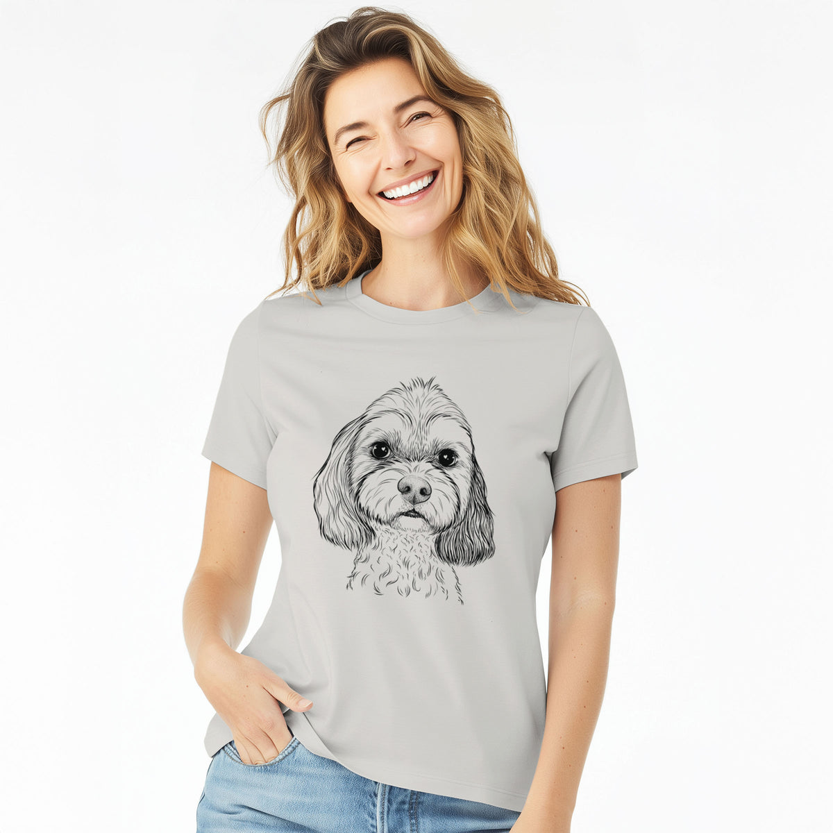 Bare Jasper Diggins the Cavapoo - Women's Lightweight Relaxed Fit 100% Cotton Crewneck