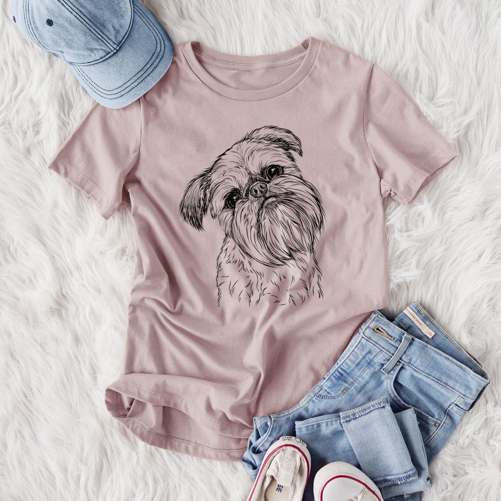 Bare Jasper Joe the Brussels Griffon - Women's Lightweight Relaxed Fit 100% Cotton Crewneck