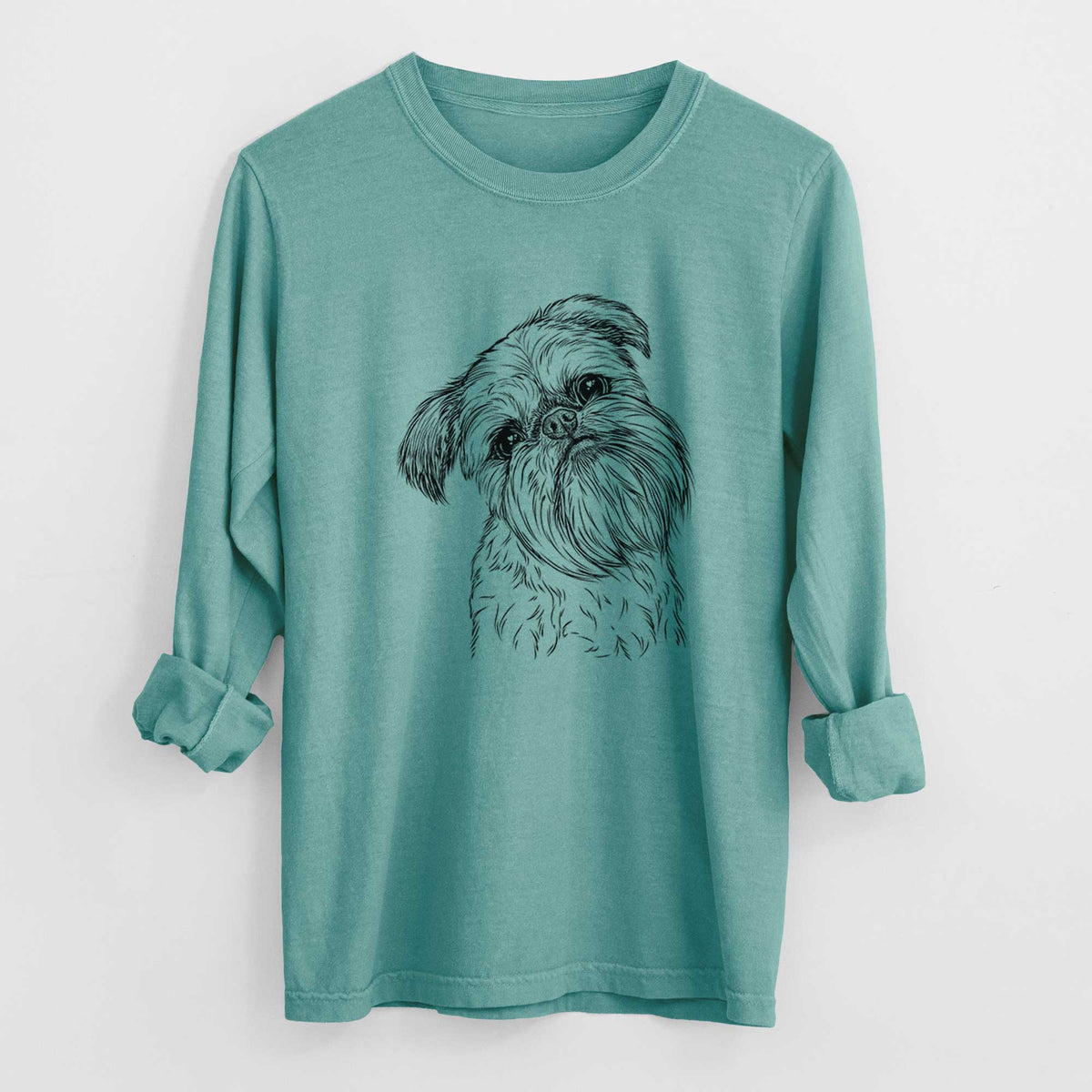 Bare Jasper Joe the Brussels Griffon - Men&#39;s Heavyweight 100% Cotton Long Sleeve