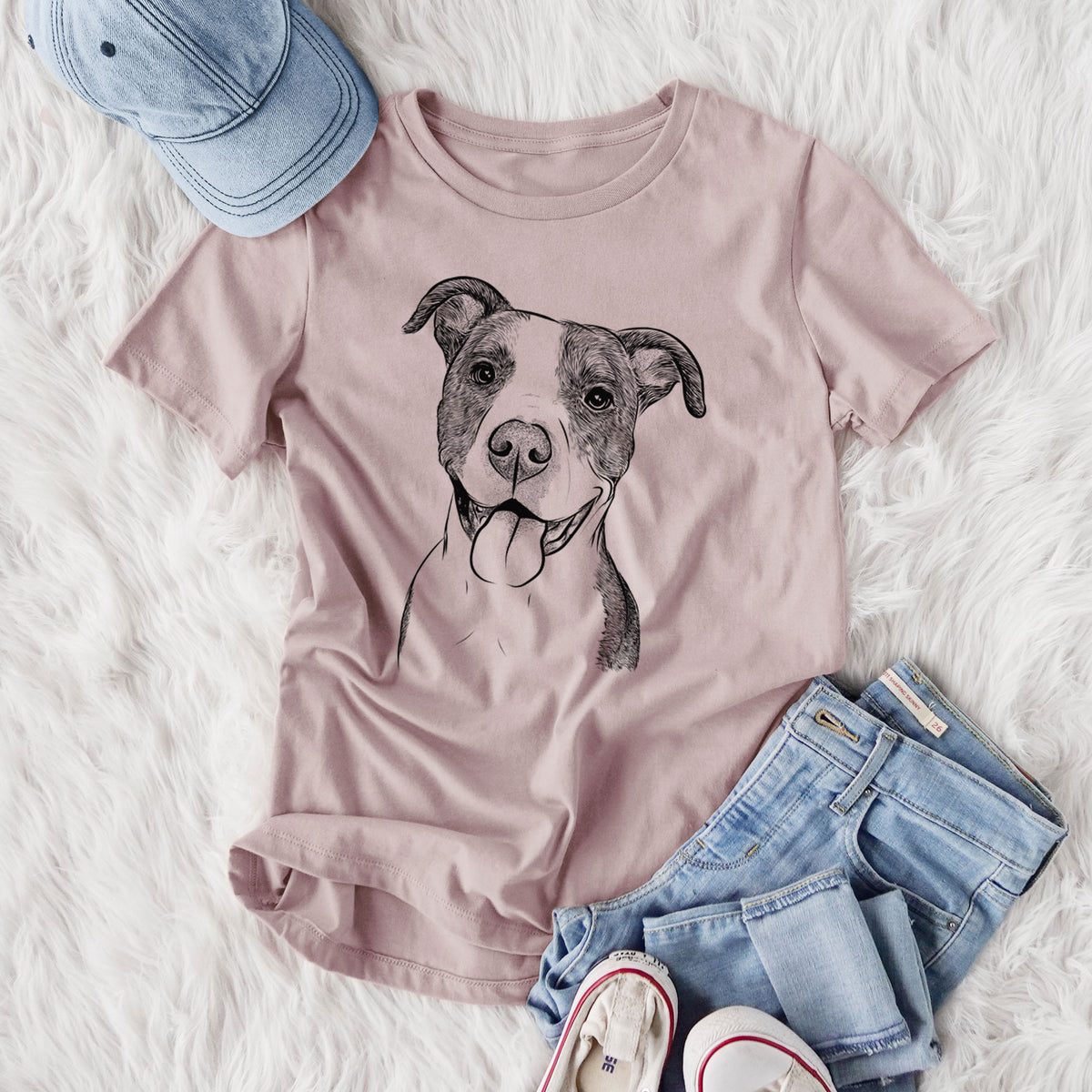 Bare Jax the American Pitbull Terrier Mix - Women's Lightweight Relaxed Fit 100% Cotton Crewneck