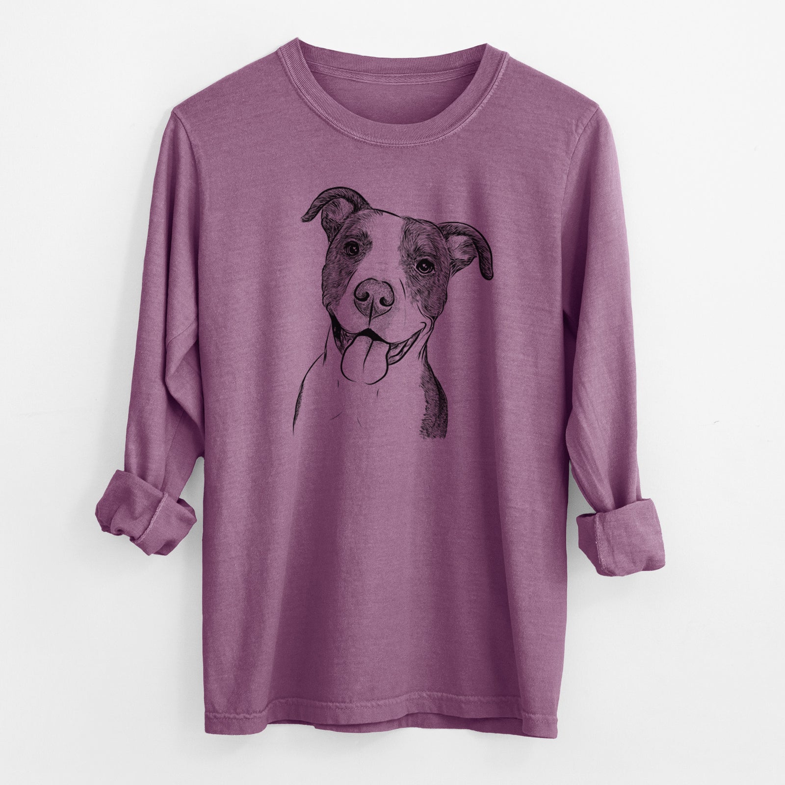 Bare Jax the American Pitbull Terrier Mix - Men's Heavyweight 100% Cotton Long Sleeve