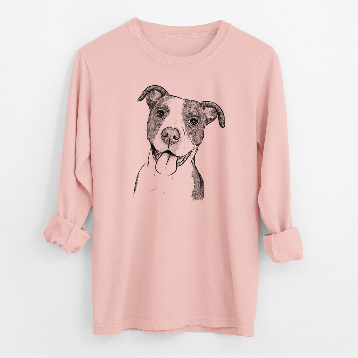 Bare Jax the American Pitbull Terrier Mix - Men's Heavyweight 100% Cotton Long Sleeve