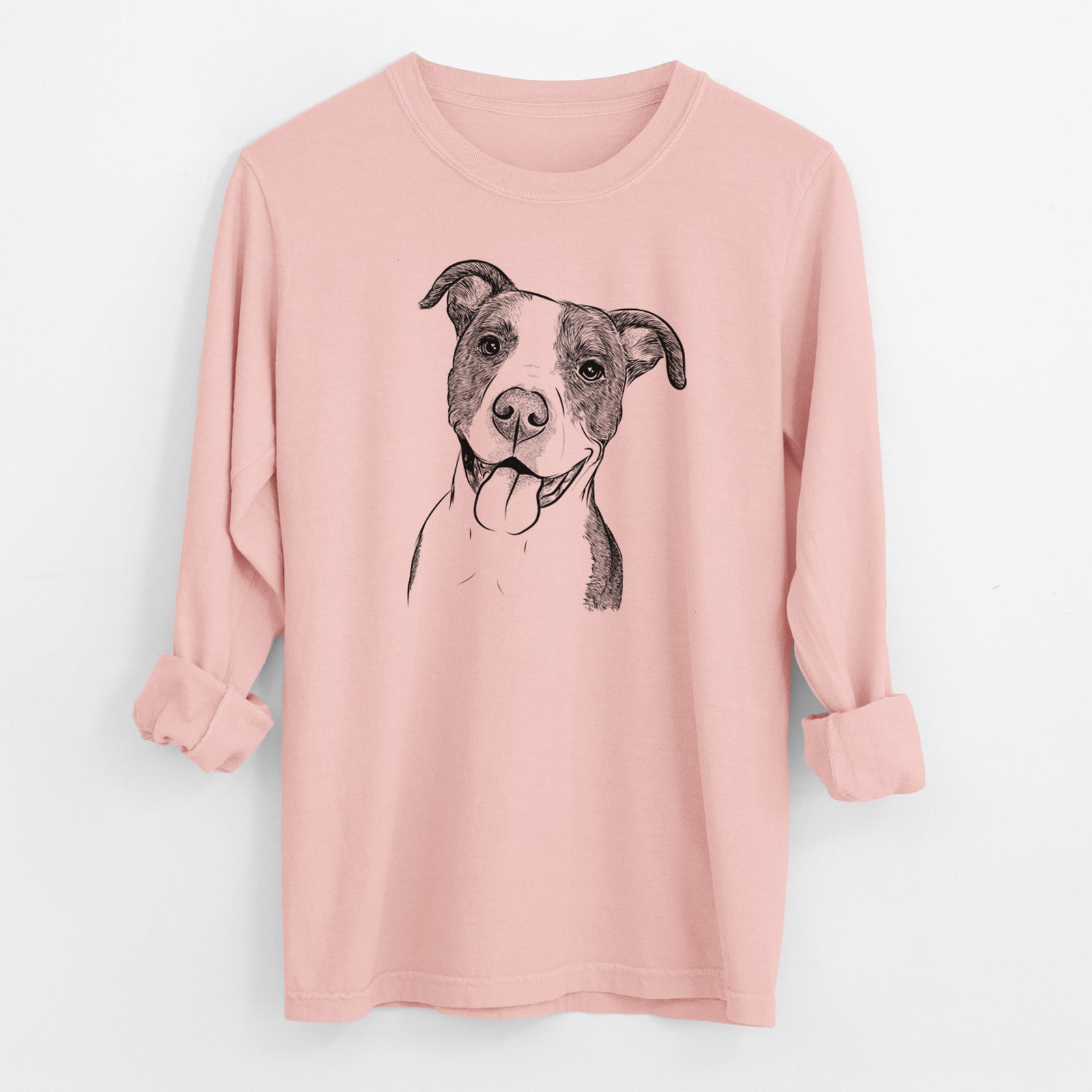 Bare Jax the American Pitbull Terrier Mix - Men's Heavyweight 100% Cotton Long Sleeve