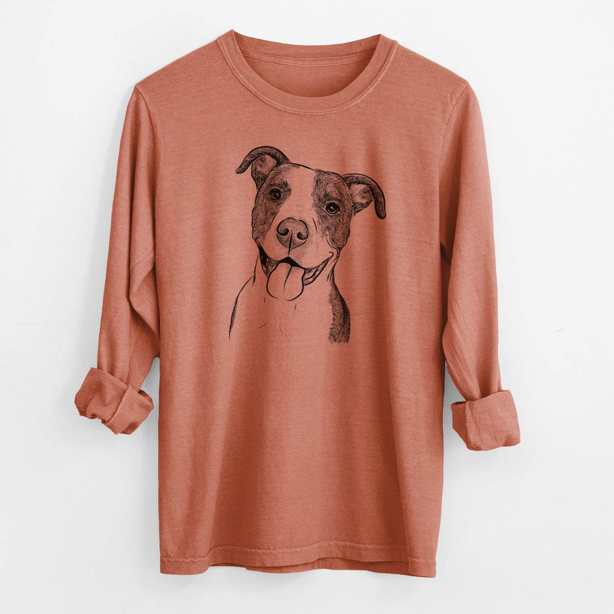 Bare Jax the American Pitbull Terrier Mix - Men's Heavyweight 100% Cotton Long Sleeve