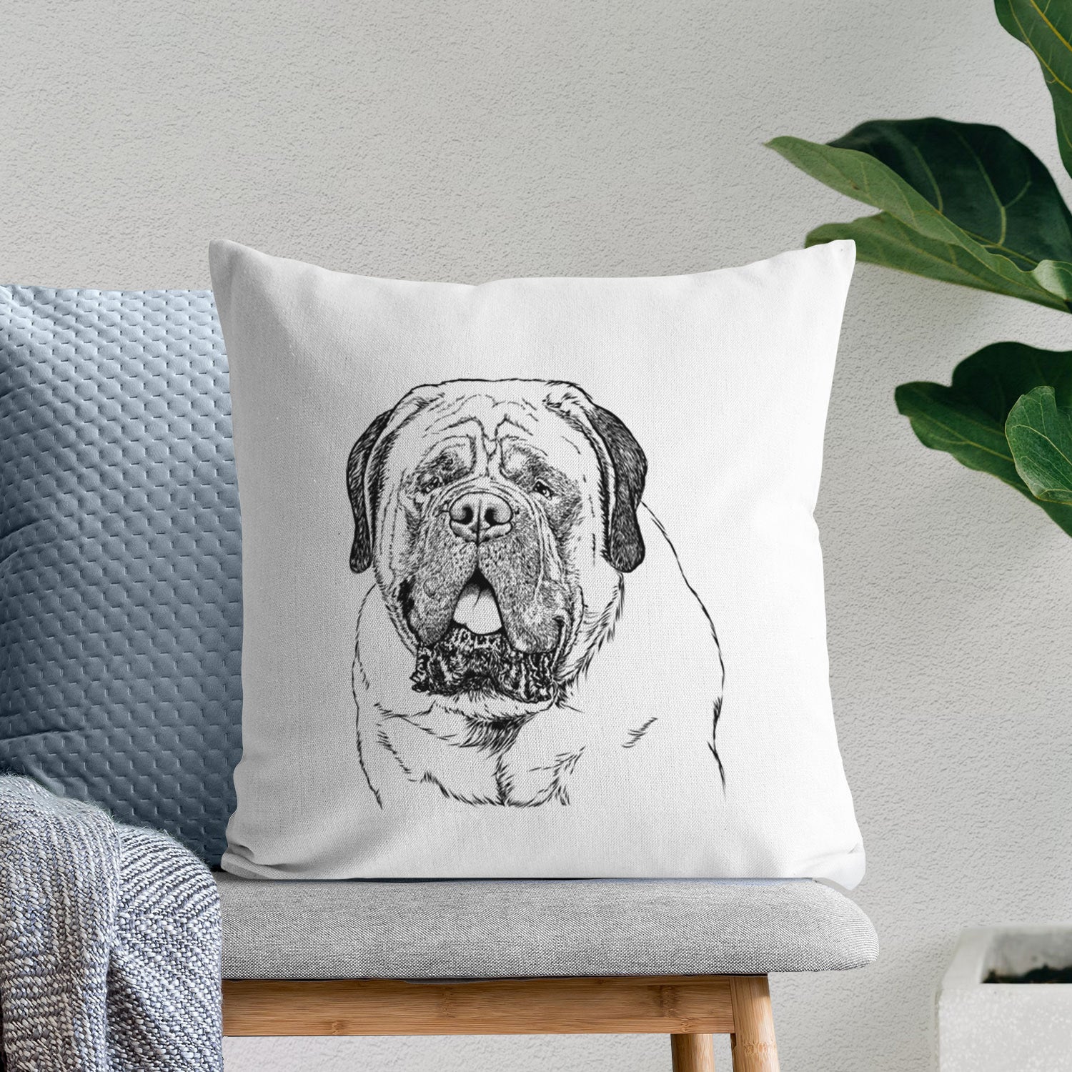 Jed the English Mastiff - Throw Pillow Cover