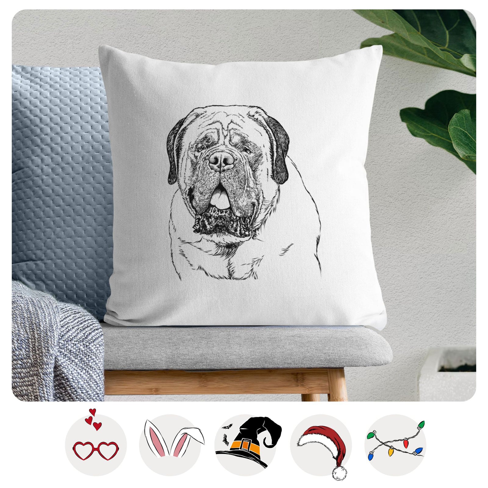 Jed the English Mastiff - Throw Pillow Cover