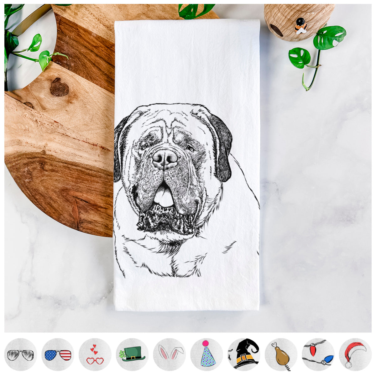 Jed the English Mastiff Tea Towel