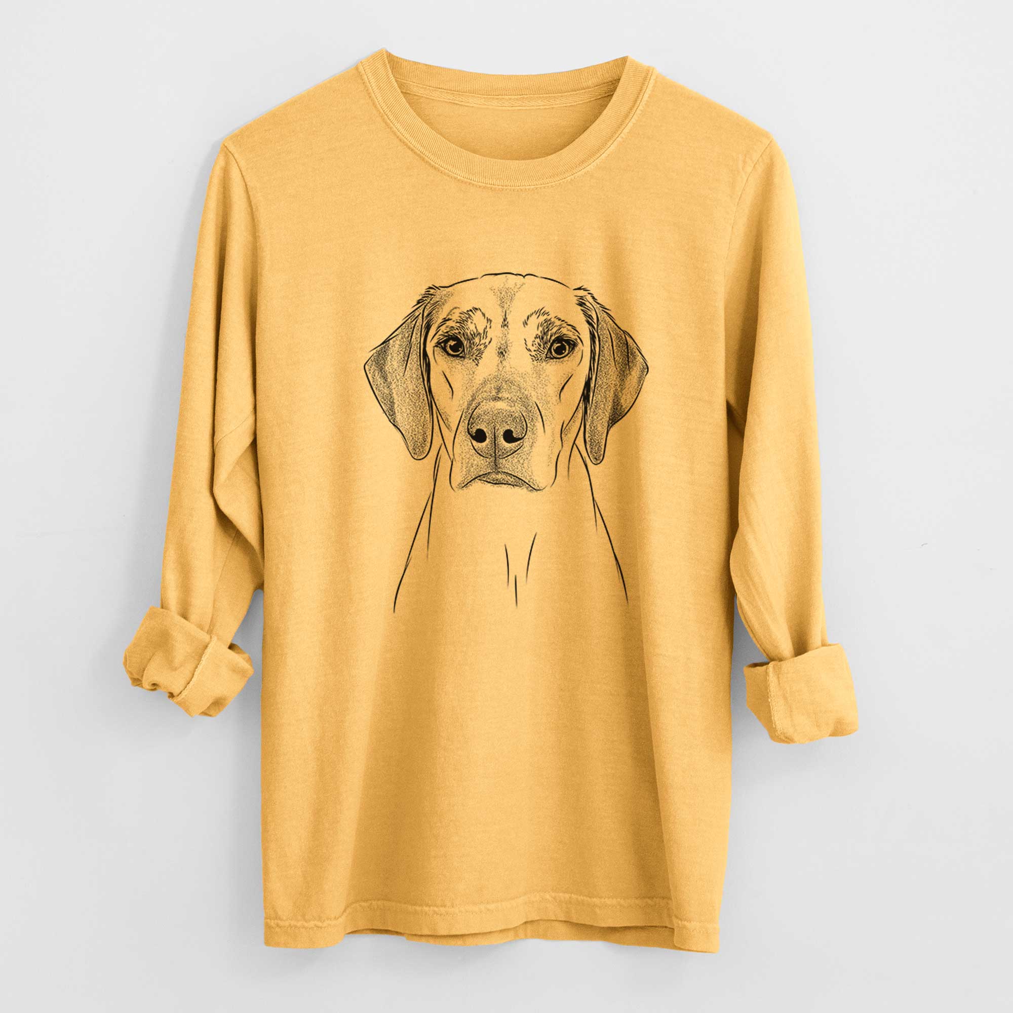 Bare Jenga the Rhodesian Ridgeback - Men's Heavyweight 100% Cotton Long Sleeve