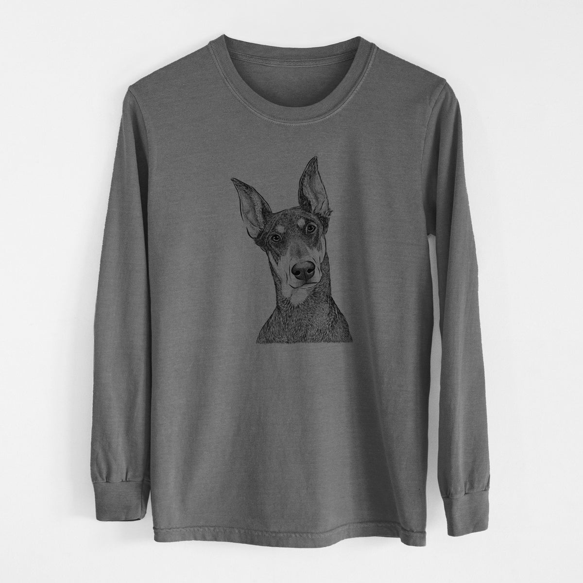 Bare Jenna the Doberman Pinscher - Men's Heavyweight 100% Cotton Long Sleeve