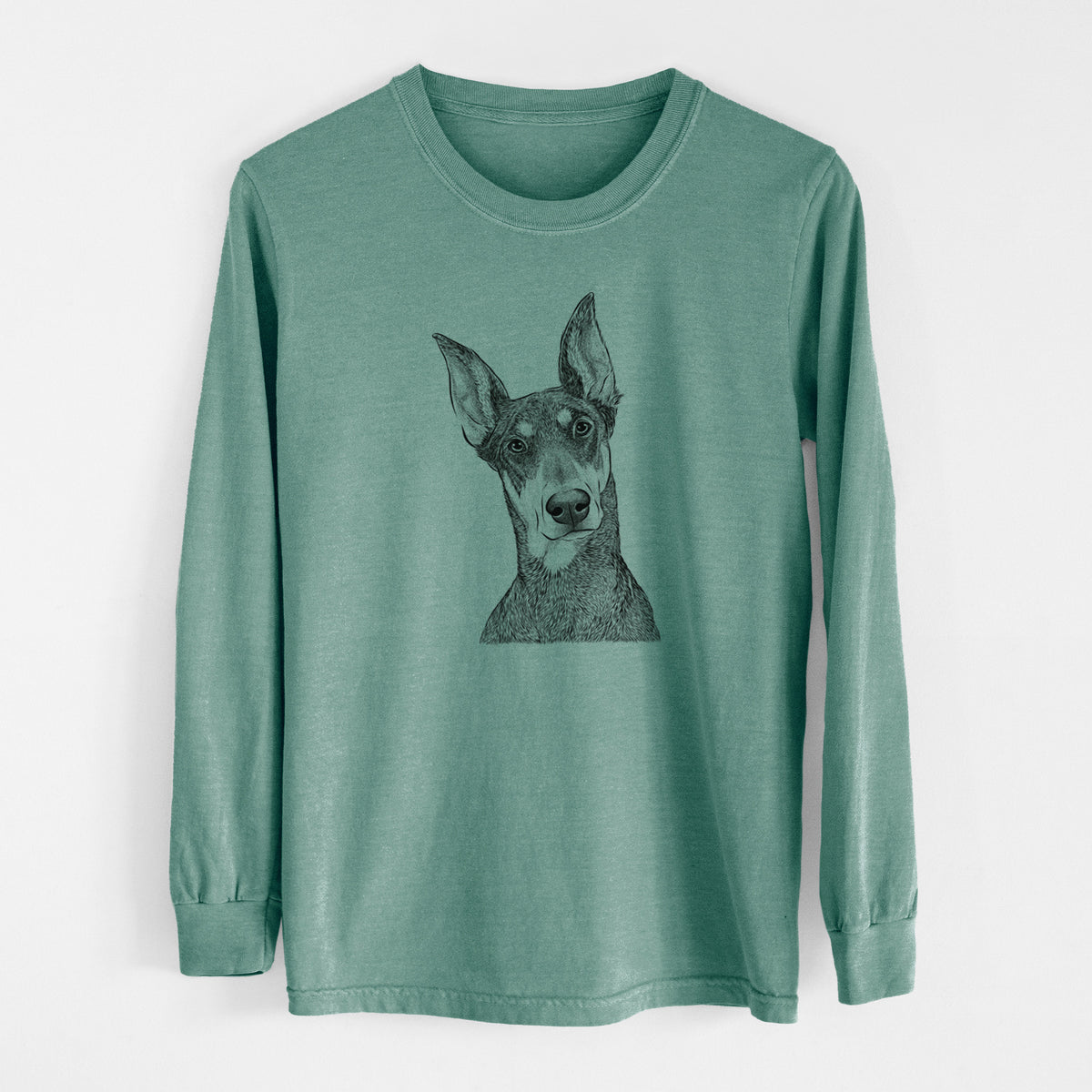 Bare Jenna the Doberman Pinscher - Men's Heavyweight 100% Cotton Long Sleeve