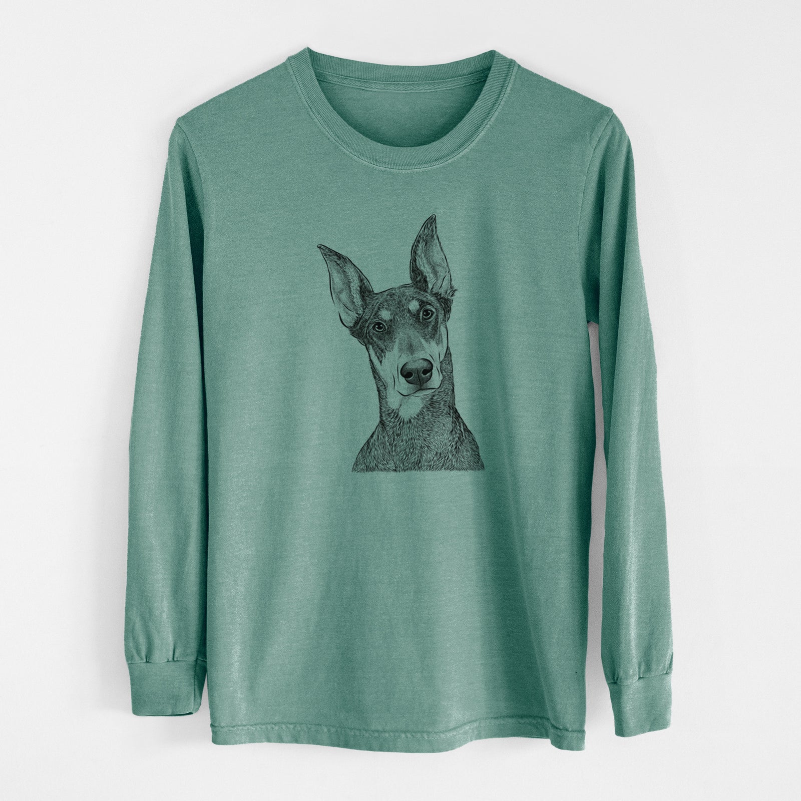 Bare Jenna the Doberman Pinscher - Men's Heavyweight 100% Cotton Long Sleeve