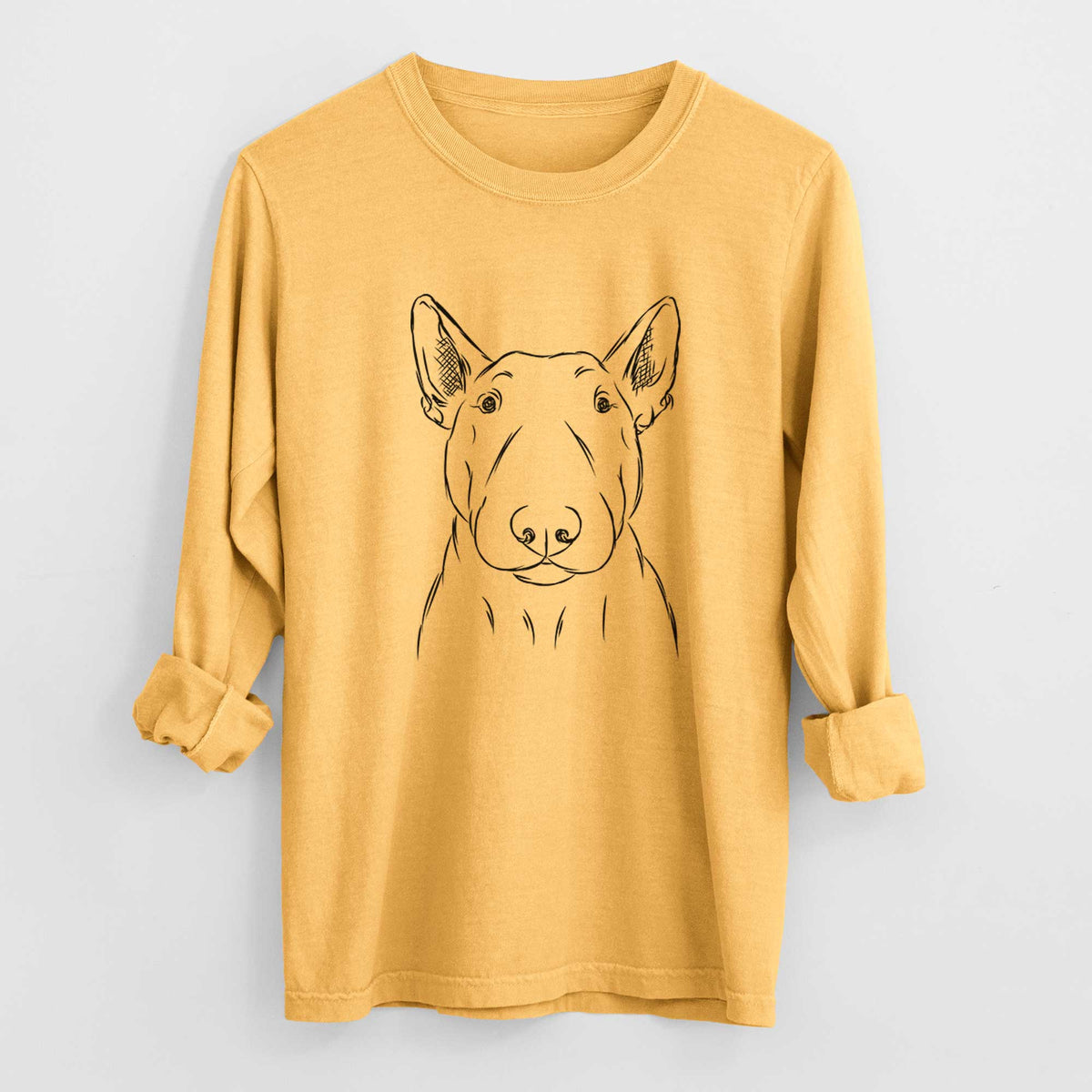 Bare Jett the Bull Terrier - Men's Heavyweight 100% Cotton Long Sleeve