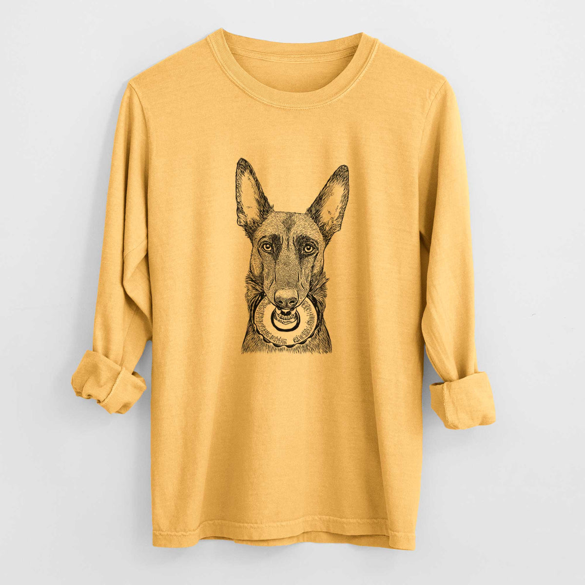 Bare Juno the Belgian Malinois - Men's Heavyweight 100% Cotton Long Sleeve