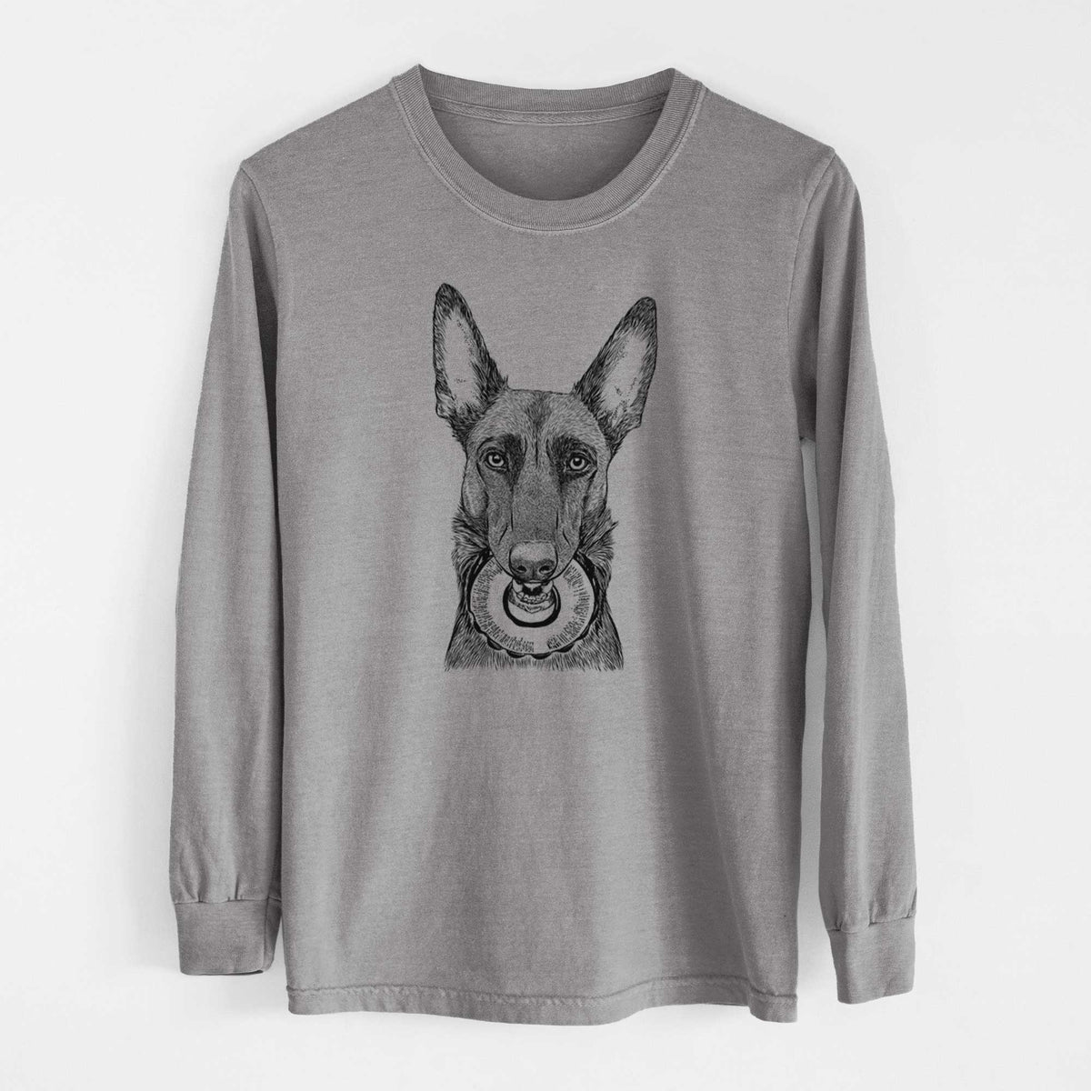 Bare Juno the Belgian Malinois - Men's Heavyweight 100% Cotton Long Sleeve