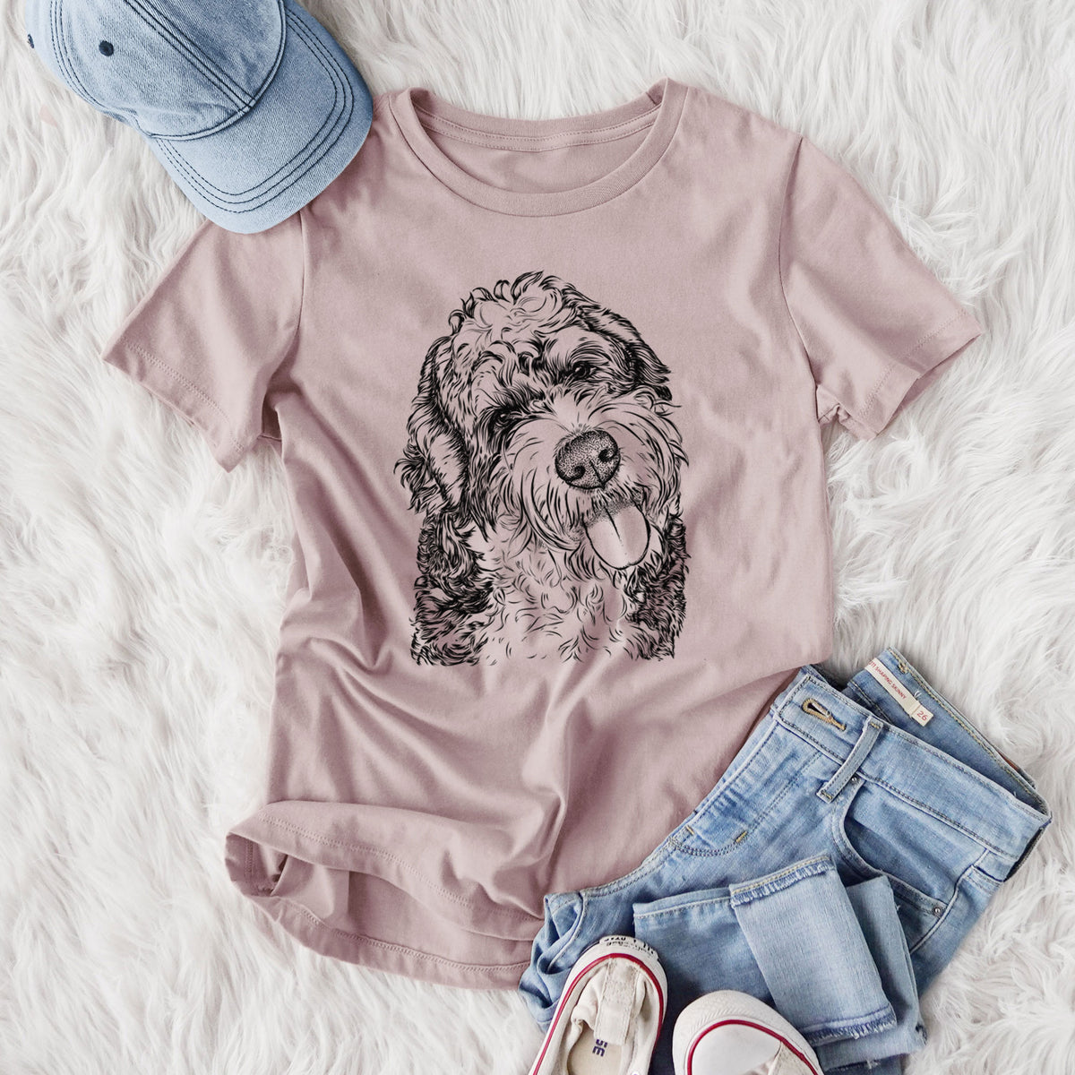 Bare Kaci the Bernedoodle - Women's Lightweight Relaxed Fit 100% Cotton Crewneck