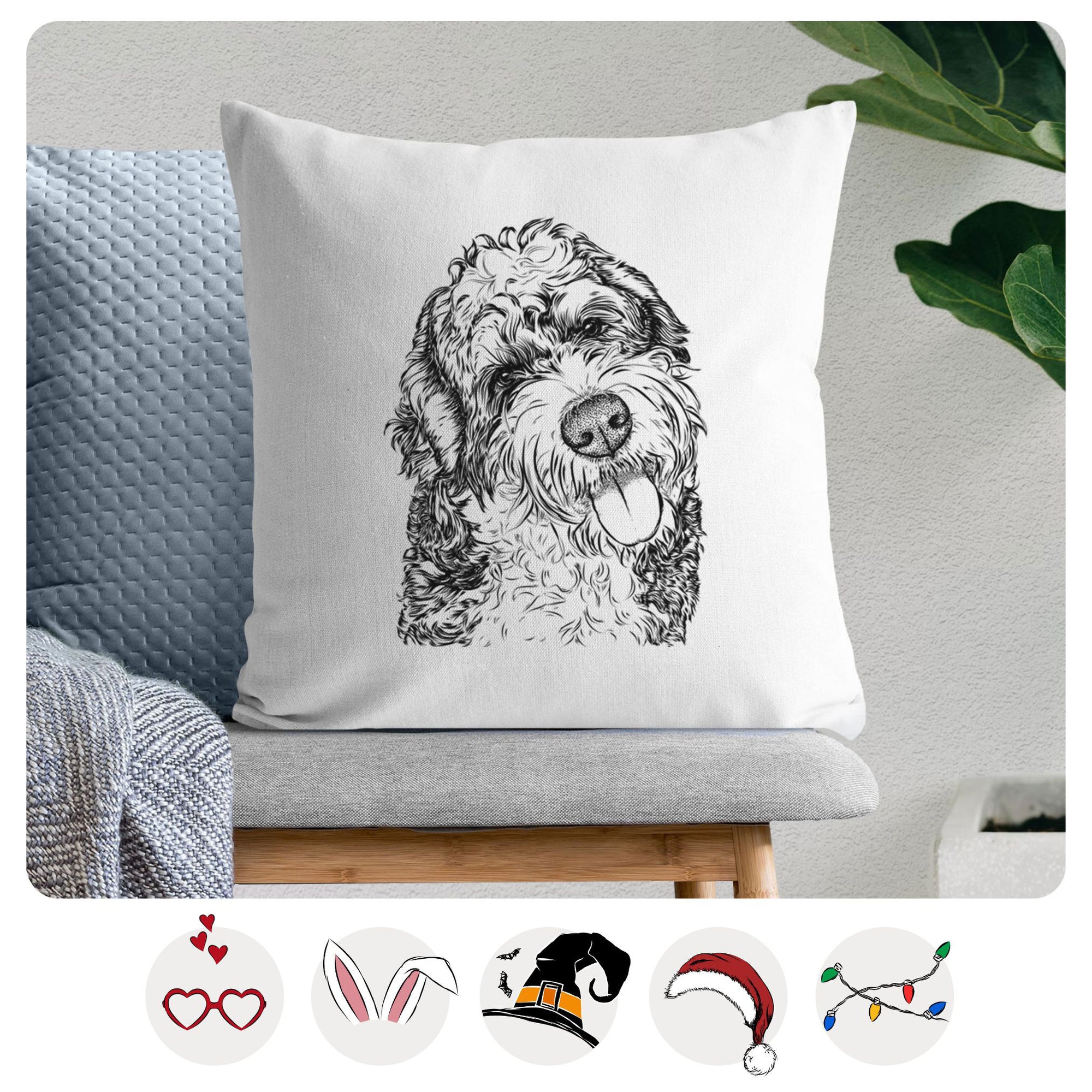 Kaci the Bernedoodle - Throw Pillow Cover