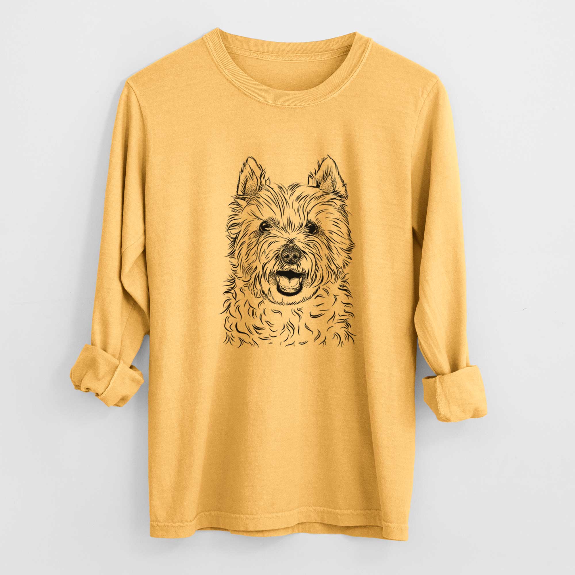 Bare Kami the West Highland Terrier - Men's Heavyweight 100% Cotton Long Sleeve