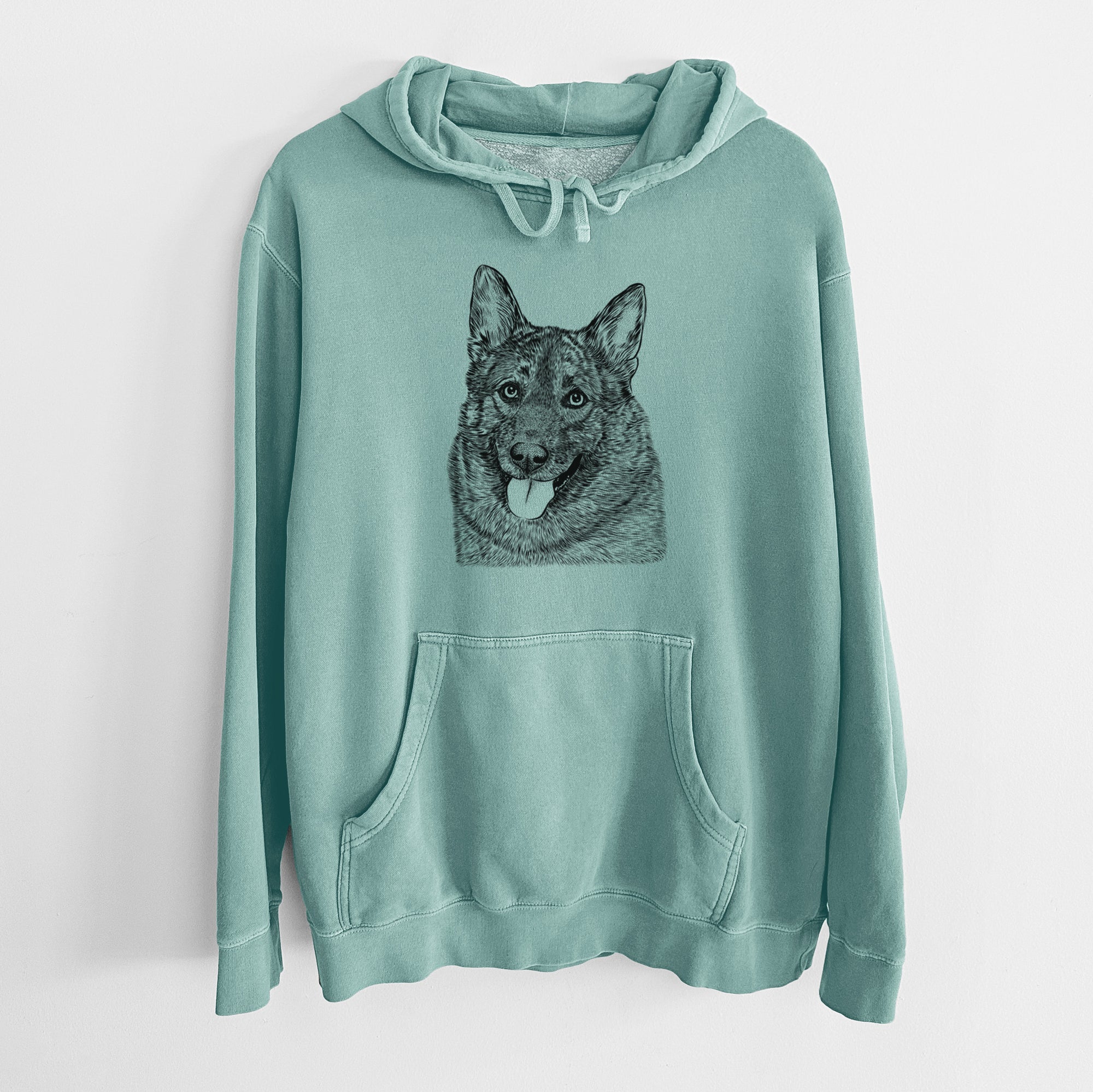 Bare Kasia the Norwegian Elkhound - Unisex Pigment Dyed Hoodie