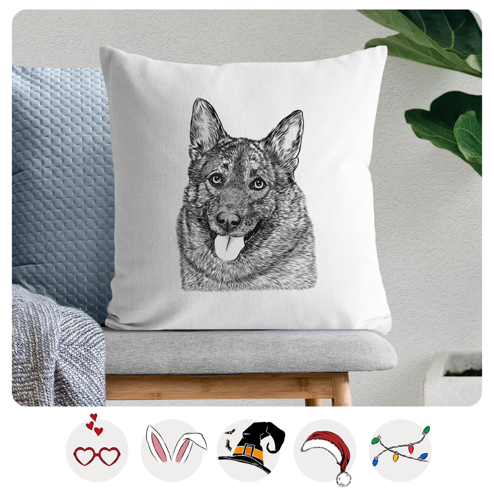 Kasia the Norwegian Elkhound - Throw Pillow Cover