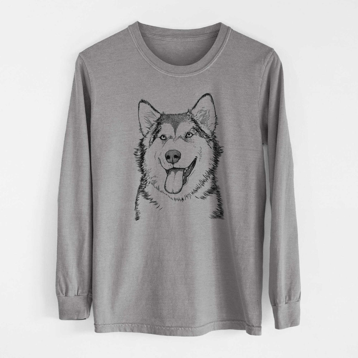 Bare Kaskae the Alaskan Malamute - Men's Heavyweight 100% Cotton Long Sleeve
