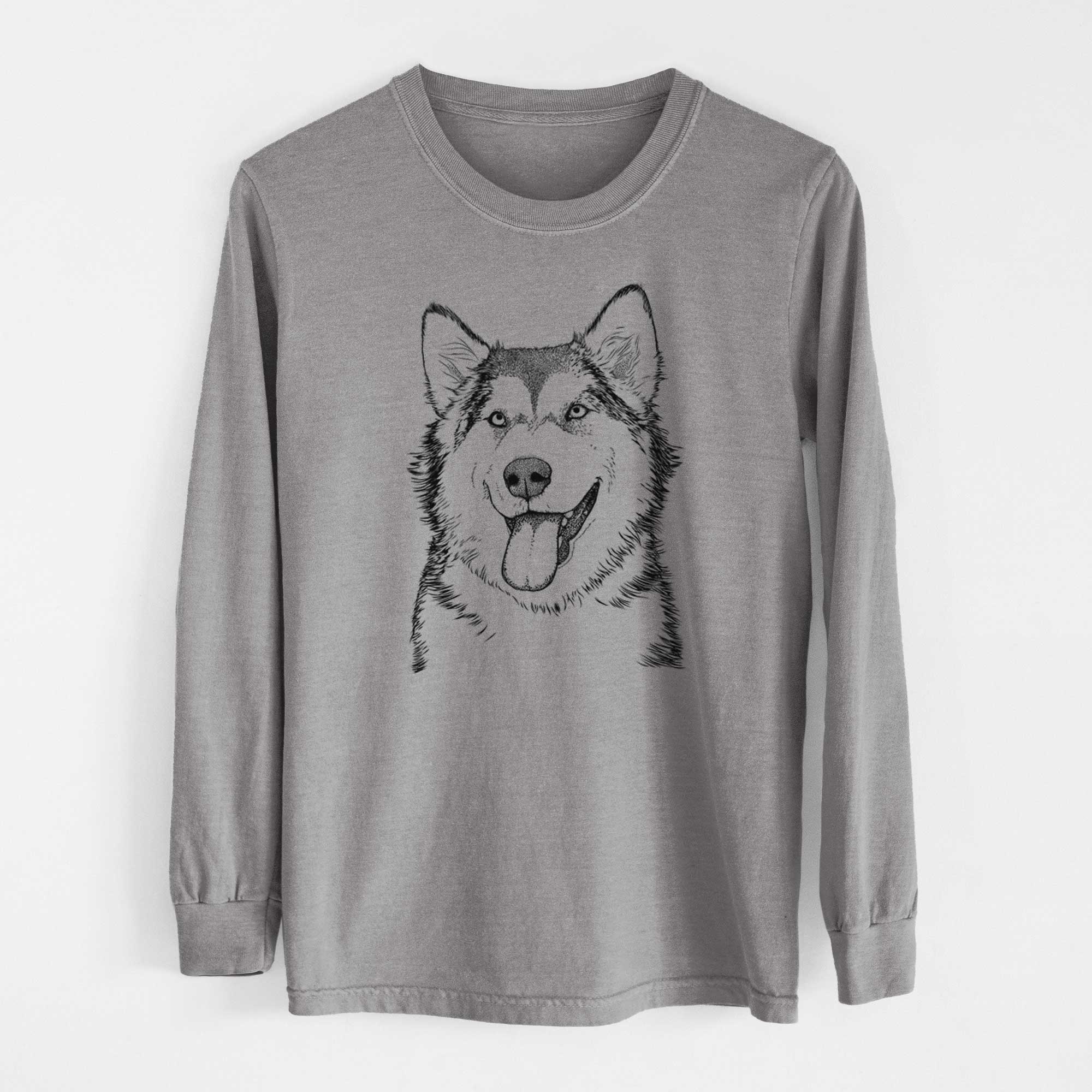 Bare Kaskae the Alaskan Malamute - Men's Heavyweight 100% Cotton Long Sleeve
