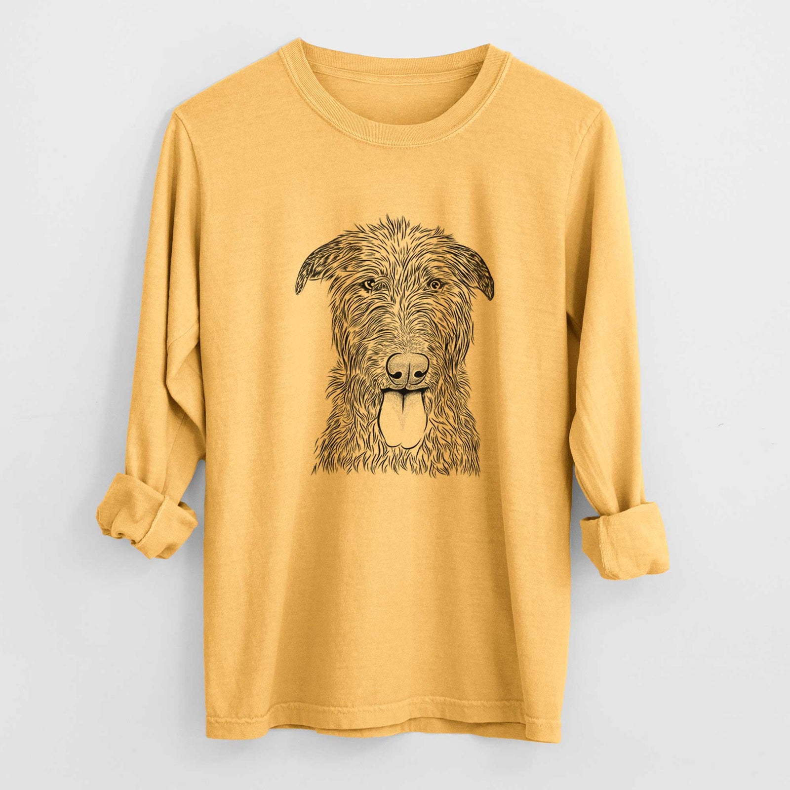 Bare Keeva the Irish Wolfhound - Men's Heavyweight 100% Cotton Long Sleeve