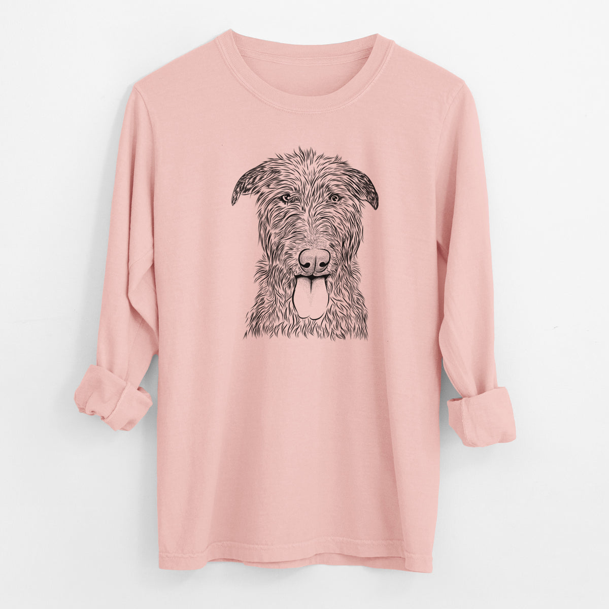 Bare Keeva the Irish Wolfhound - Men's Heavyweight 100% Cotton Long Sleeve