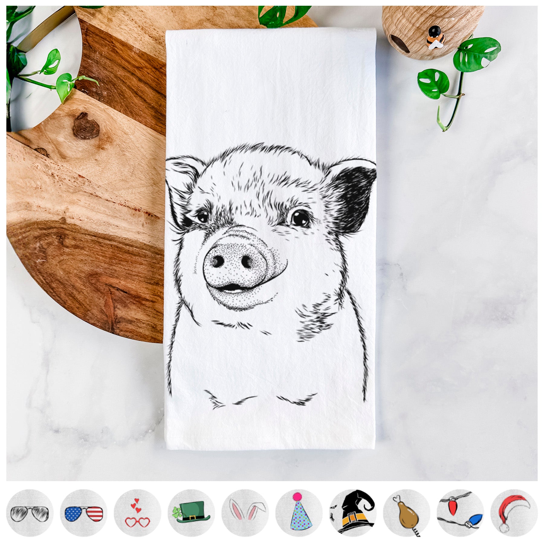 Kevin the Spotted Pig Tea Towel