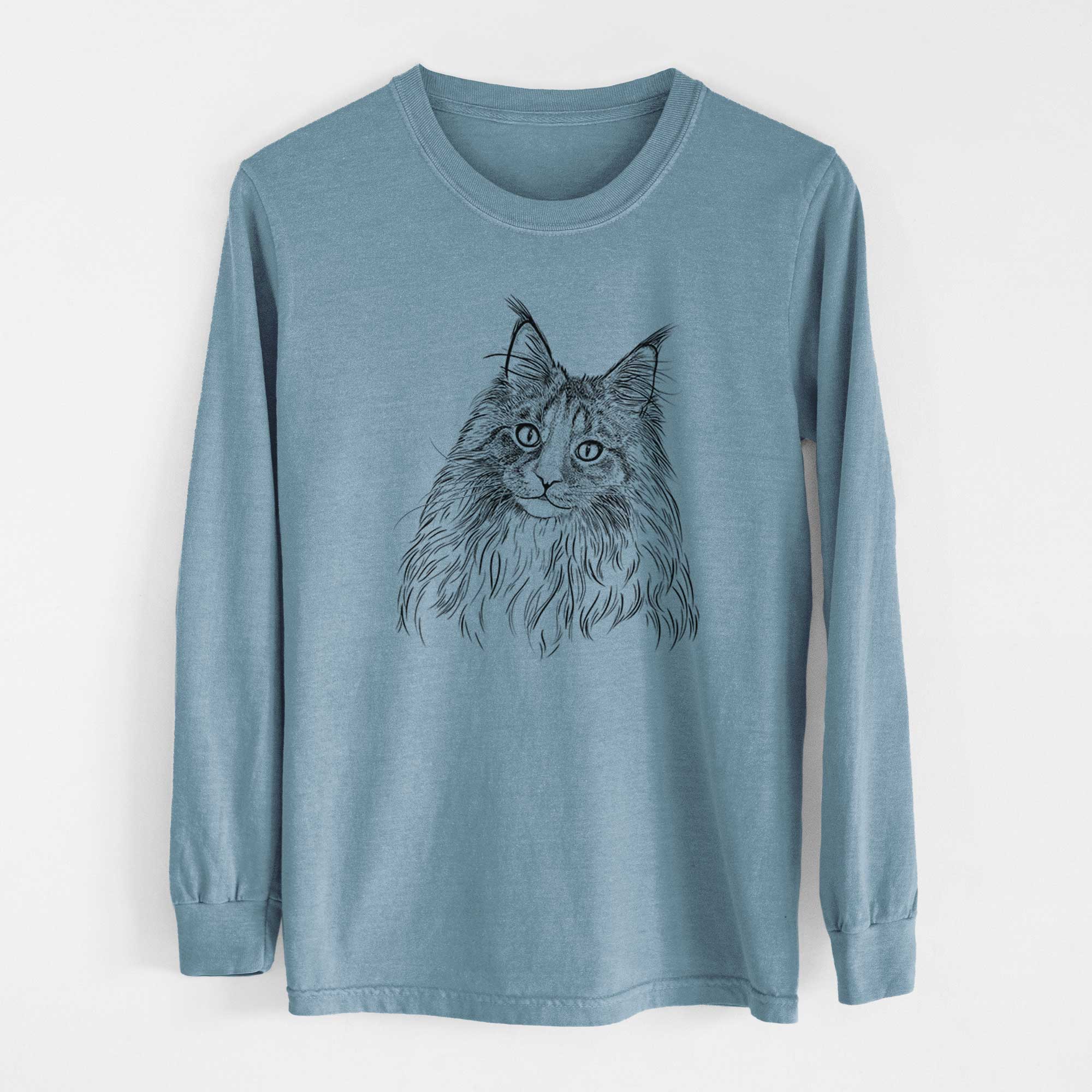 Bare Kiki the Maine Coon Cat - Men's Heavyweight 100% Cotton Long Sleeve