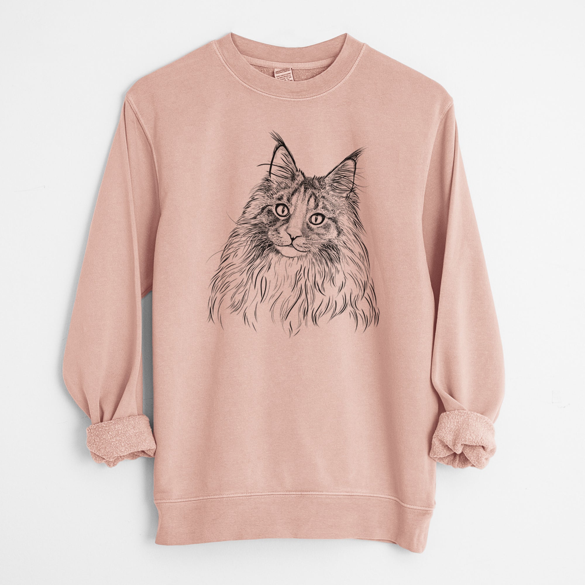 Bare Kiki the Maine Coon Cat - Unisex Pigment Dyed Crew Sweatshirt