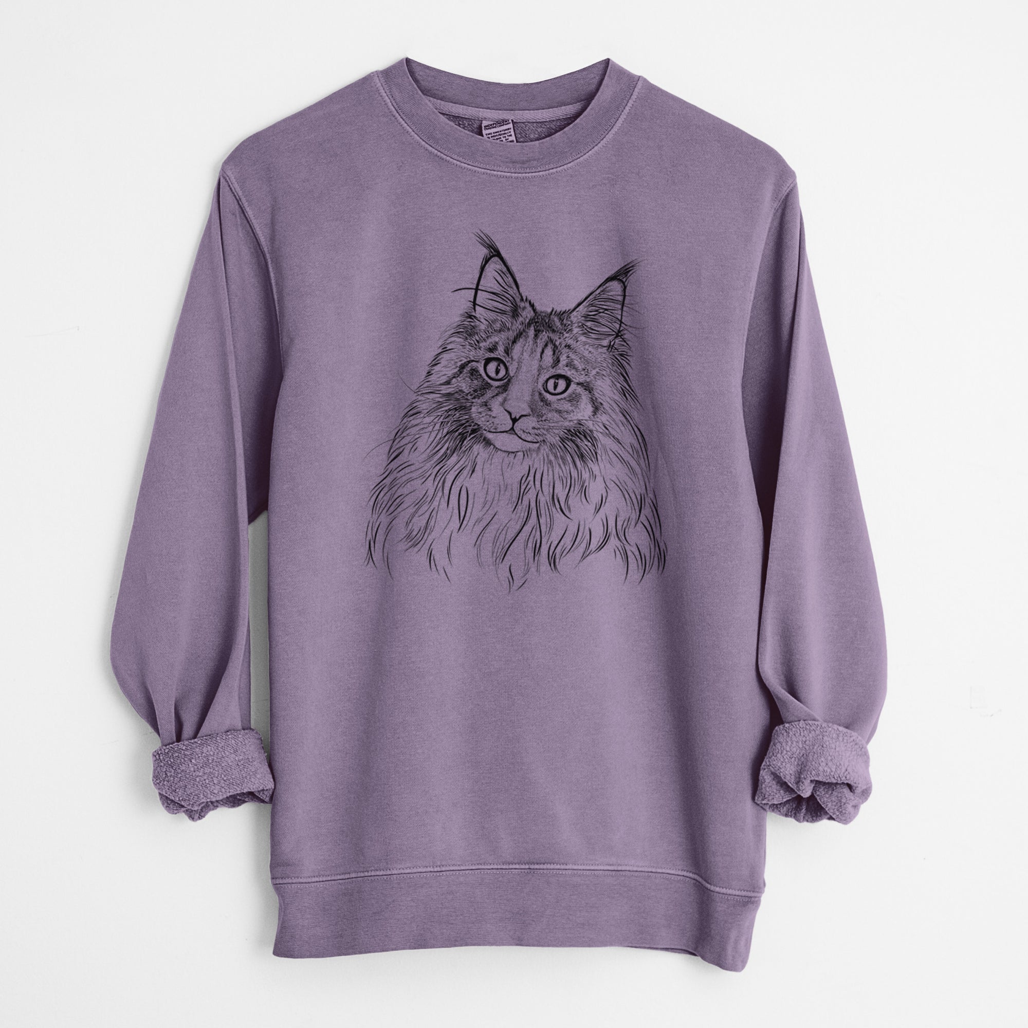 Bare Kiki the Maine Coon Cat - Unisex Pigment Dyed Crew Sweatshirt