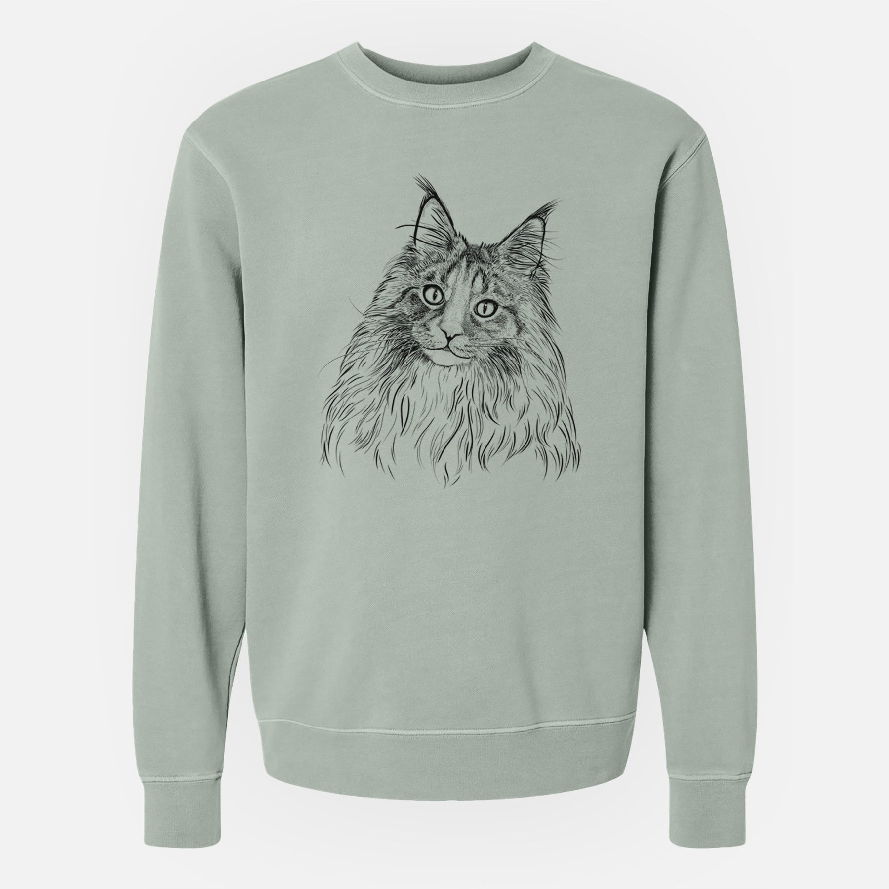 Bare Kiki the Maine Coon Cat - Unisex Pigment Dyed Crew Sweatshirt