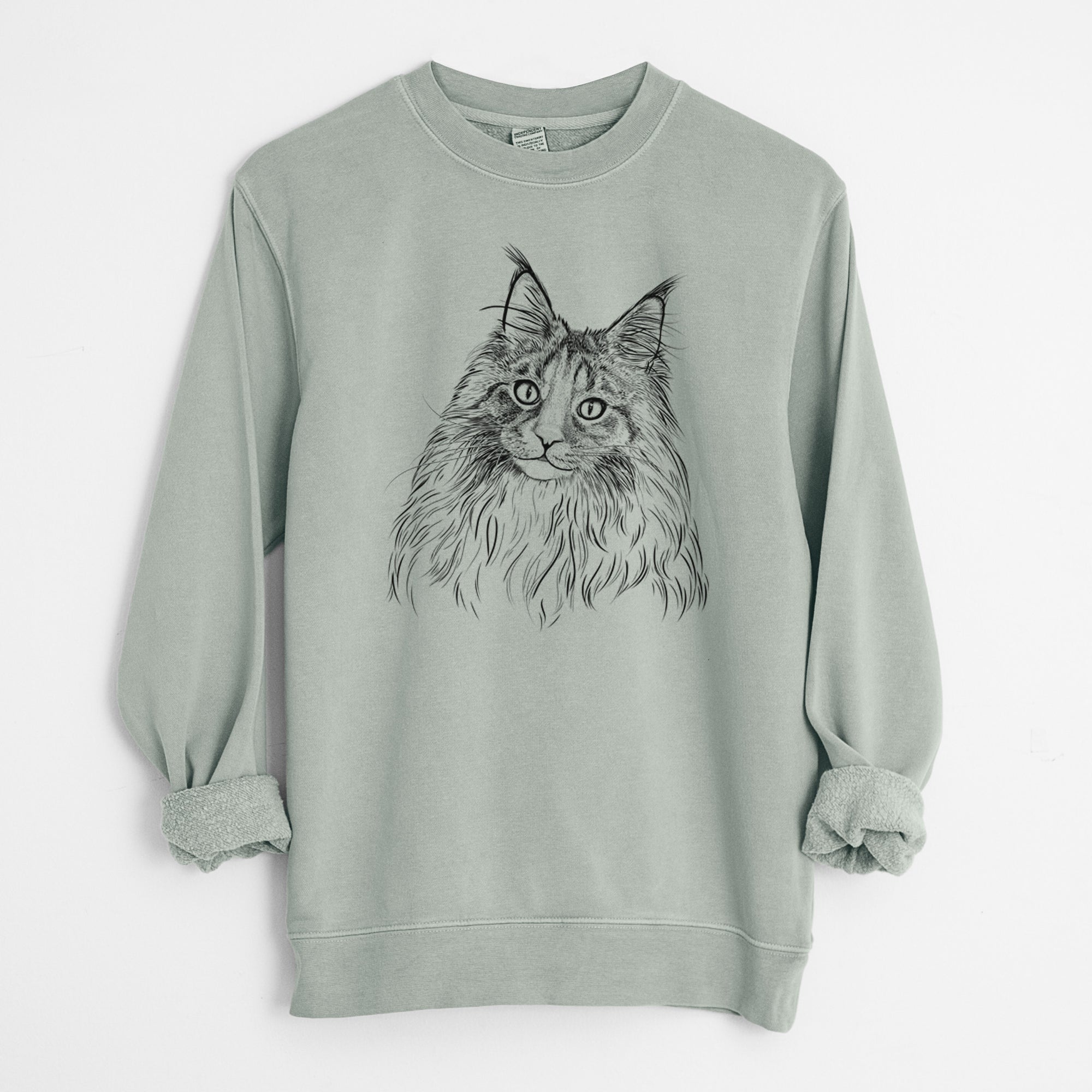 Bare Kiki the Maine Coon Cat - Unisex Pigment Dyed Crew Sweatshirt