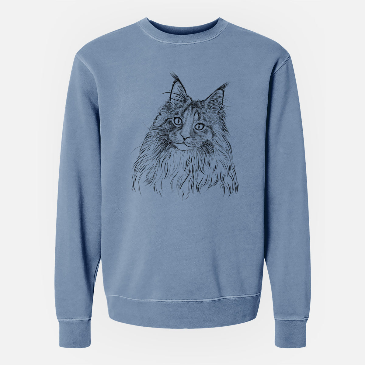 Bare Kiki the Maine Coon Cat - Unisex Pigment Dyed Crew Sweatshirt