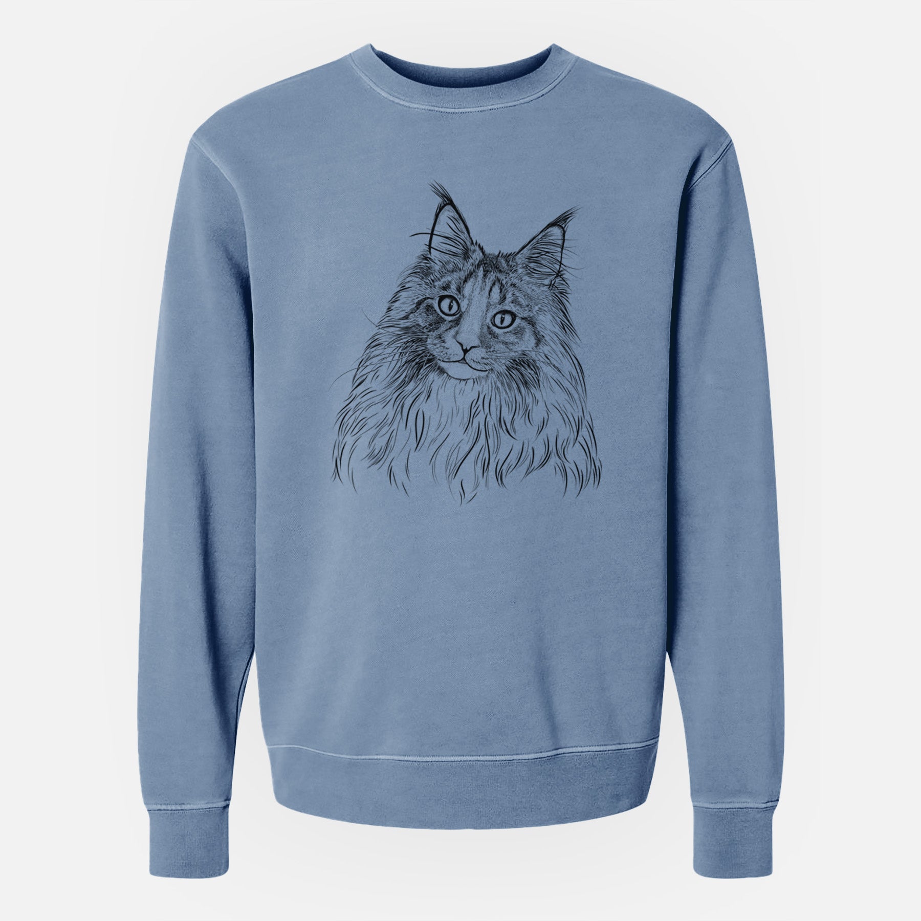 Bare Kiki the Maine Coon Cat - Unisex Pigment Dyed Crew Sweatshirt