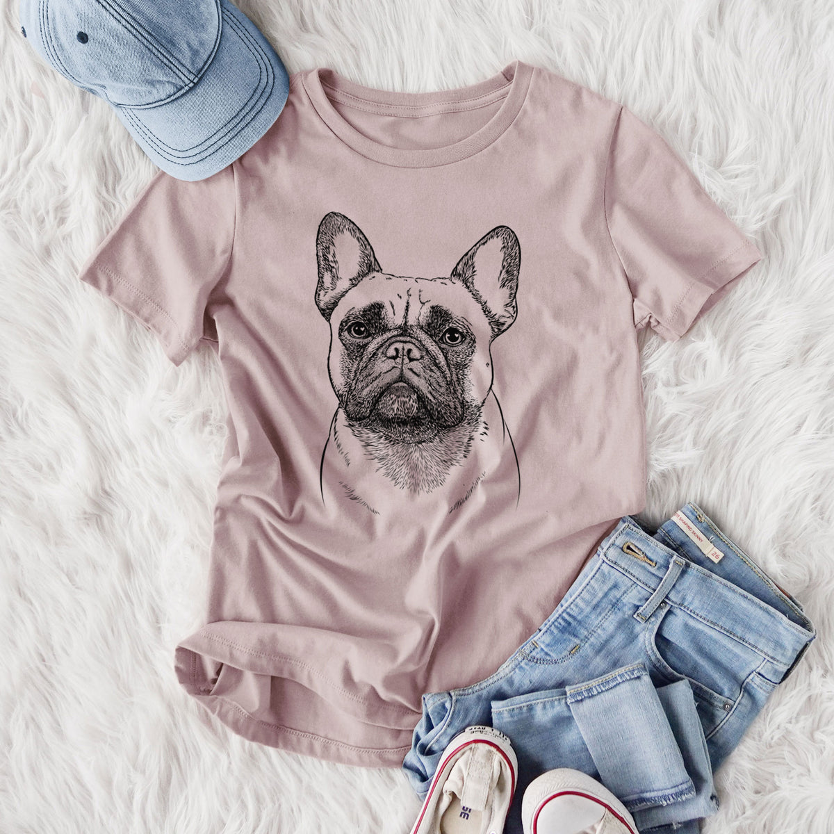 Bare Kingsleigh the French Bulldog - Women's Lightweight Relaxed Fit 100% Cotton Crewneck