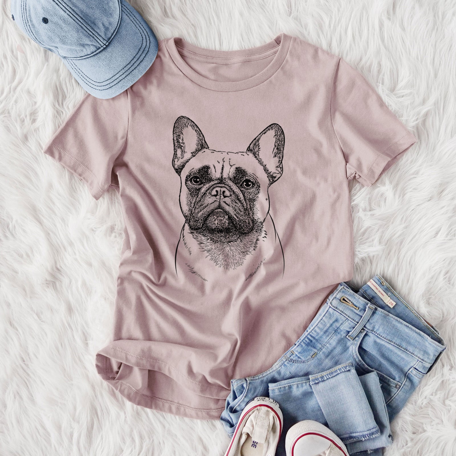 Bare Kingsleigh the French Bulldog - Women's Lightweight Relaxed Fit 100% Cotton Crewneck