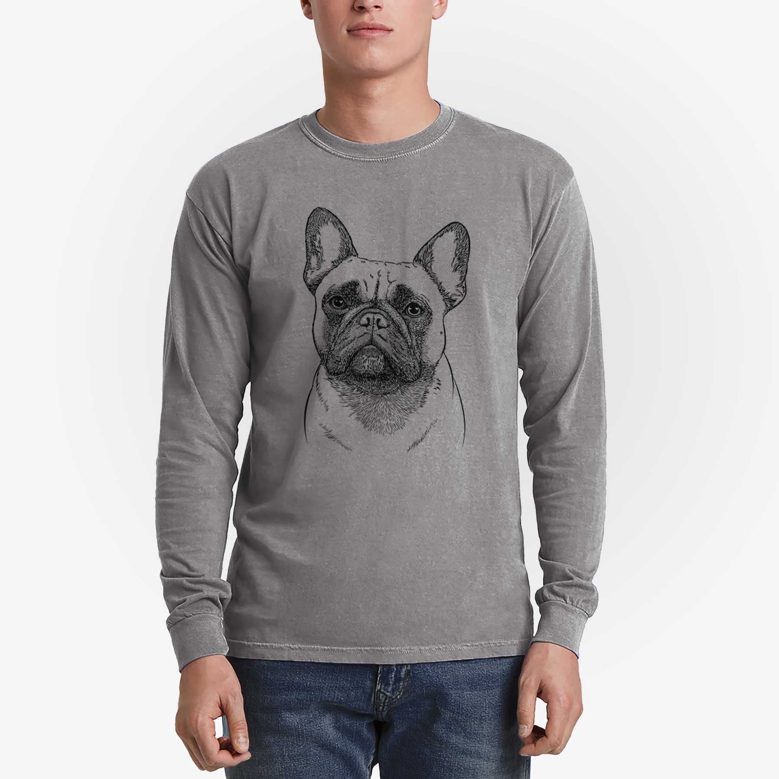 Bare Kingsleigh the French Bulldog - Men's Heavyweight 100% Cotton Long Sleeve