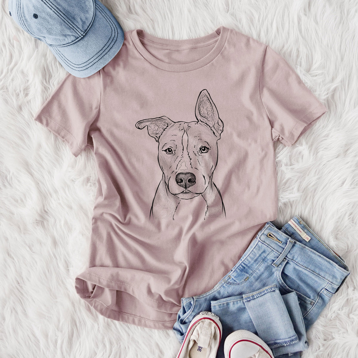 Bare Kisses the Pitbull - Women's Lightweight Relaxed Fit 100% Cotton Crewneck
