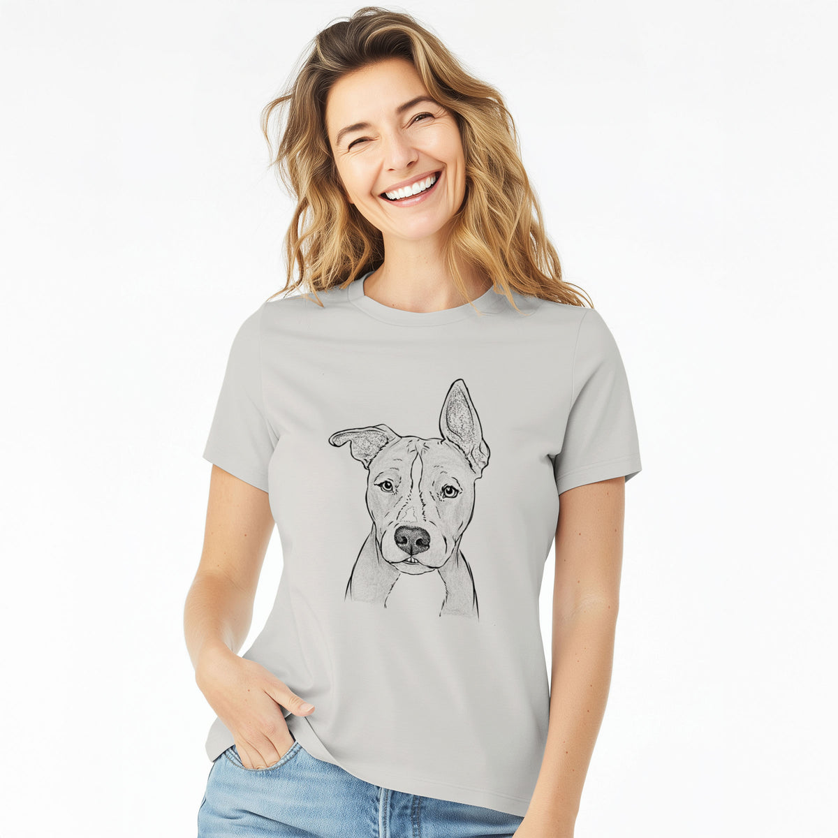 Bare Kisses the Pitbull - Women's Lightweight Relaxed Fit 100% Cotton Crewneck