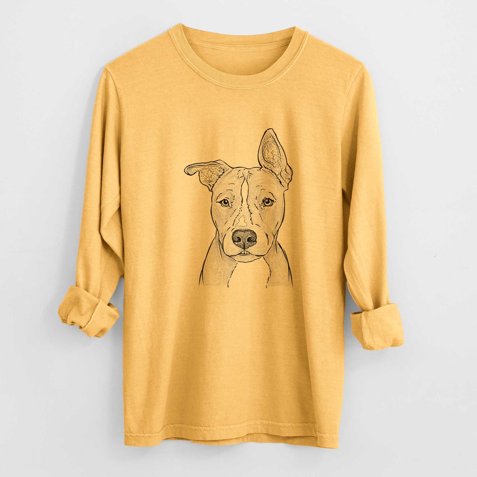 Bare Kisses the Pitbull - Men's Heavyweight 100% Cotton Long Sleeve