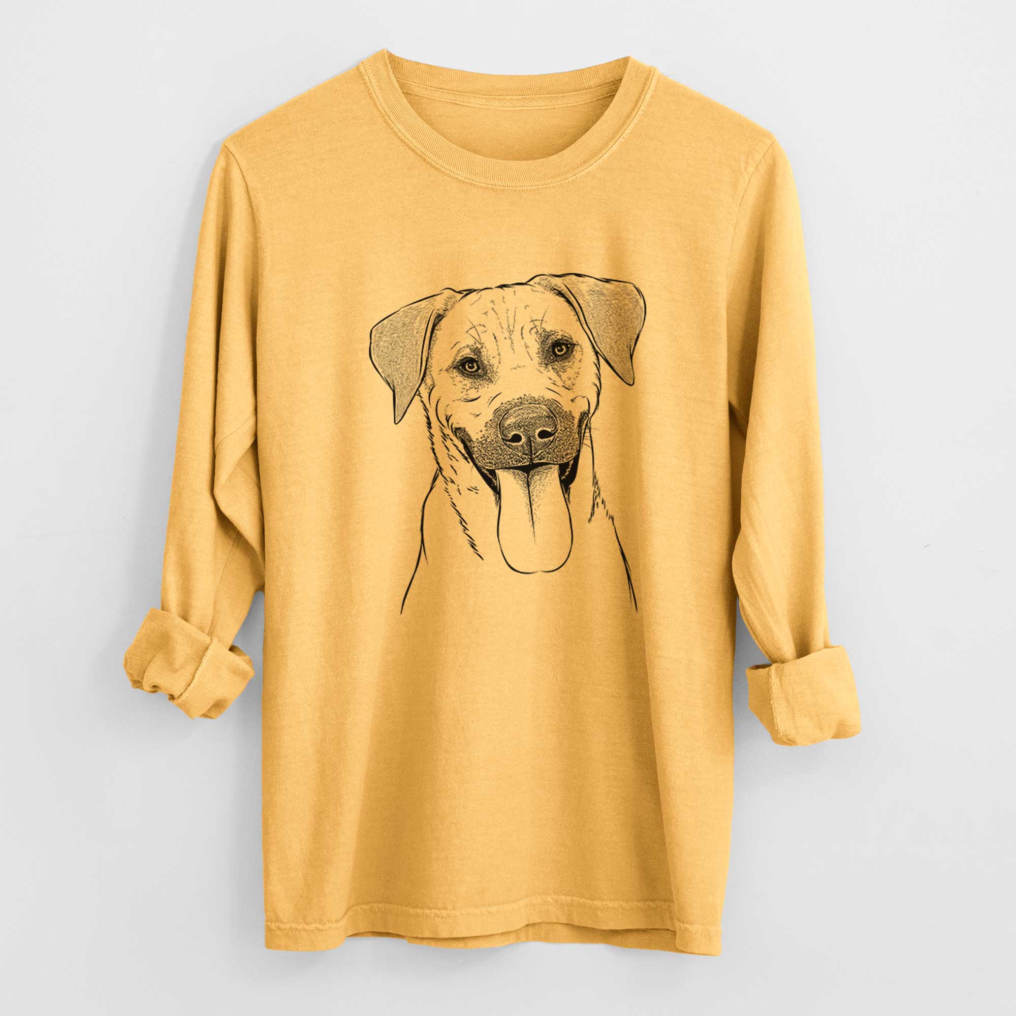 Bare Koda the Black Mouth Cur - Men's Heavyweight 100% Cotton Long Sleeve