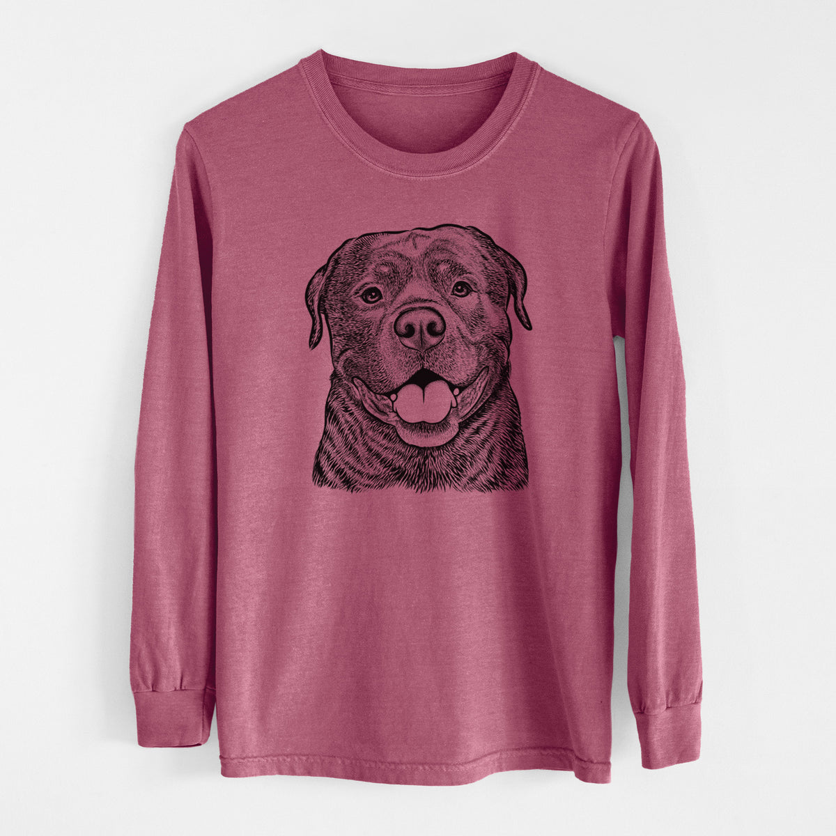 Bare Kojak the Rottweiler - Men's Heavyweight 100% Cotton Long Sleeve