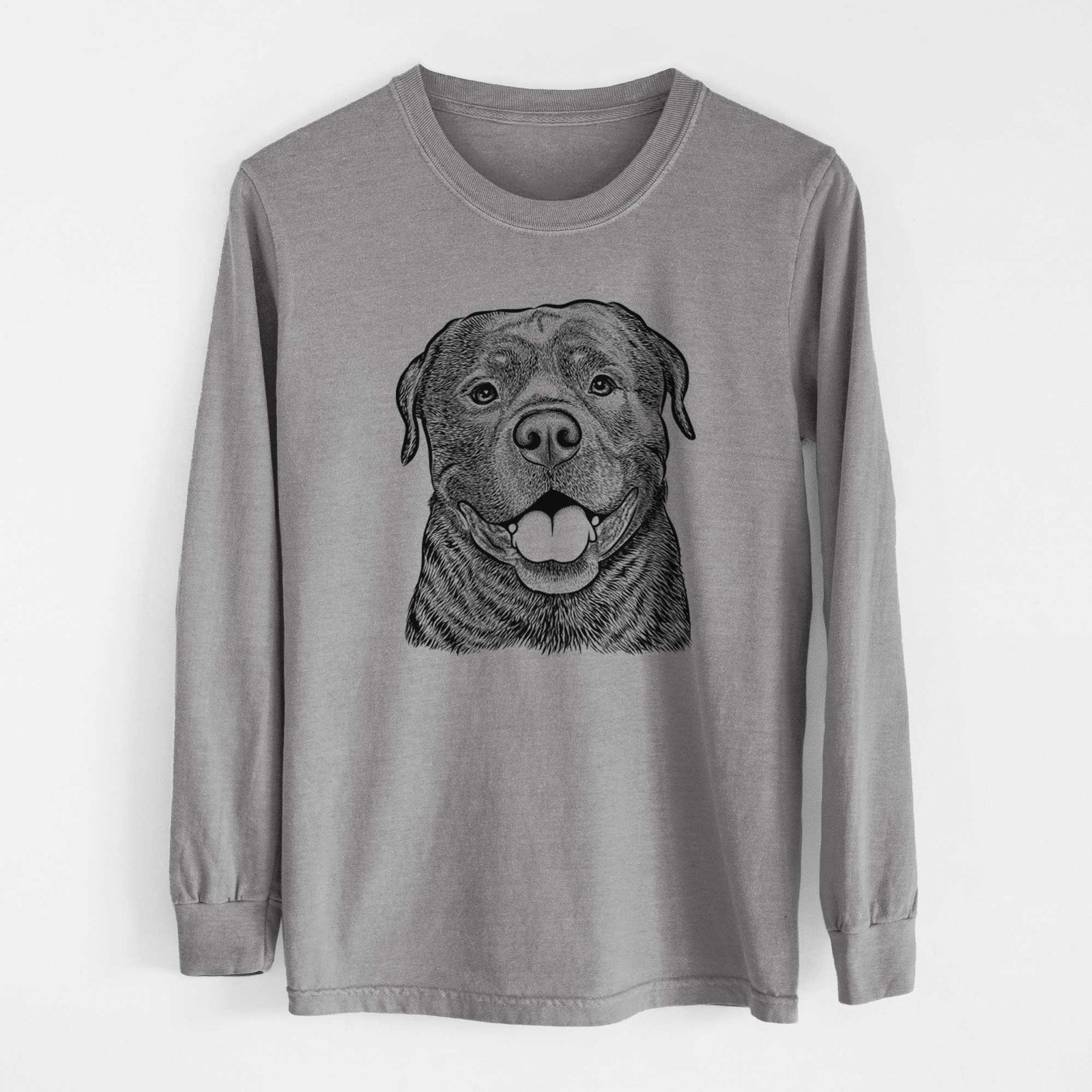 Bare Kojak the Rottweiler - Men's Heavyweight 100% Cotton Long Sleeve