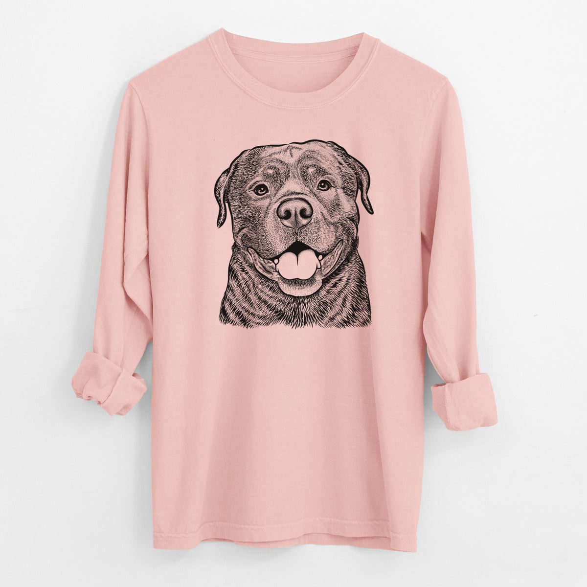 Bare Kojak the Rottweiler - Men's Heavyweight 100% Cotton Long Sleeve