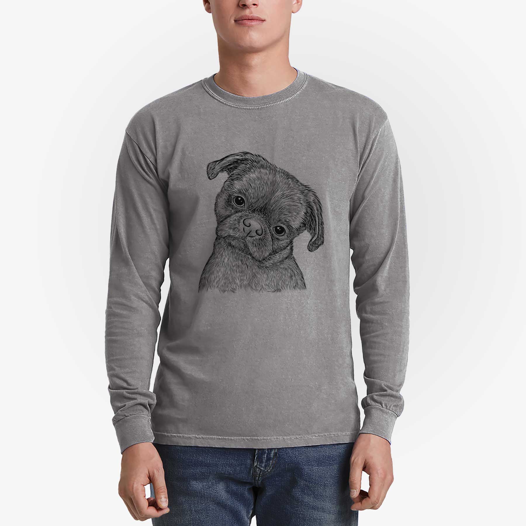 Bare Koko the Shih Tzu - Men's Heavyweight 100% Cotton Long Sleeve
